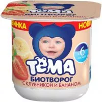 Фото акции Биотворог Тема, клубника-банан, 100 г