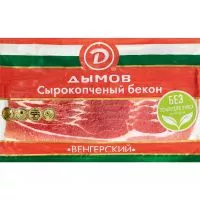 Фото акции Дымов Мясной продукт из свинины Бекон Венгерский с/к, нарезка, ст.вес 500гр,вак.упак