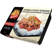 Фото акции Изделие кулинарное из мяса пт. бескостн. с гарниром быстрозам. Курица в соусе терияки с овощами и «стеклянной» лапшой.Perfetto. 250г