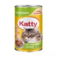 Фото акции Katty Корм консервированный полнорационный для кошек с кроликом в соусе, ж/б 415 гр.