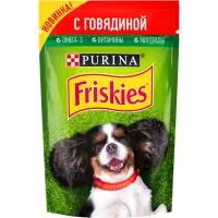Фото акции Корм для собак Friskies с говядиной в подливе 85г