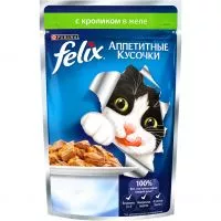 Фото акции Корм для взрослых кошек Felix аппетитные кусочки в желе с кроликом 85 г