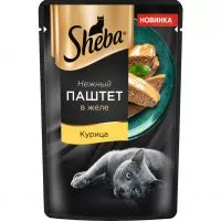 Фото акции Корм консервированный полнорационный для взрослых кошек SHEBA паштет с курицей Нежный паштет в желе. Курица, 75г