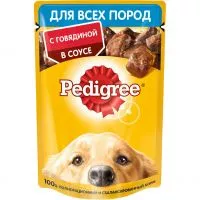 Фото акции Корм консервированный полнорационный Pedigree для взрослых собак всех пород с говядиной в соусе, 85г