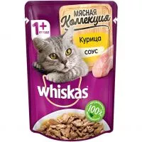 Фото акции Корм консервированный полнорационный Whiskas для взрослых кошек с курицей «Мясная коллекция. Курица», 85г
