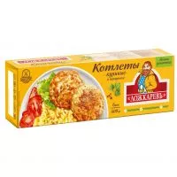 Фото акции ЛОЖКАРЕВЪ Котлеты «Куриные» в панировке, п/ф из мяса птицы рубл., форм., глуб/зам.,400г