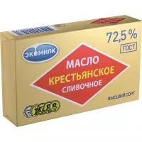 Фото акции Масло «Экомилк» сливочное Крестьянское 72.5% 180г
