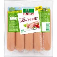 Фото акции Сосиски ВЕЛКОМ Молочные вар.кат.Б 450г