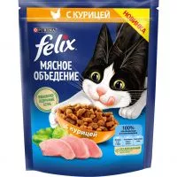 Фото акции Сухой корм Felix Мясное объедение для взрослых кошек, с курицей, Пакет, 200 г