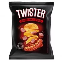 Фото акции TWISTER КАРТОФЕЛЬ ХРУСТЯЩИЙ «Со вкусом колбасок гриль с горчицей» 150г